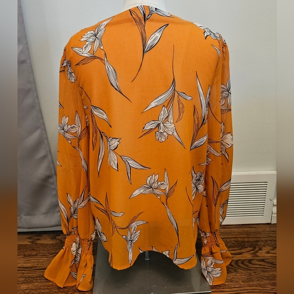 Target A New Day Orange Floral Blouse size XS - Picture 2 of 4